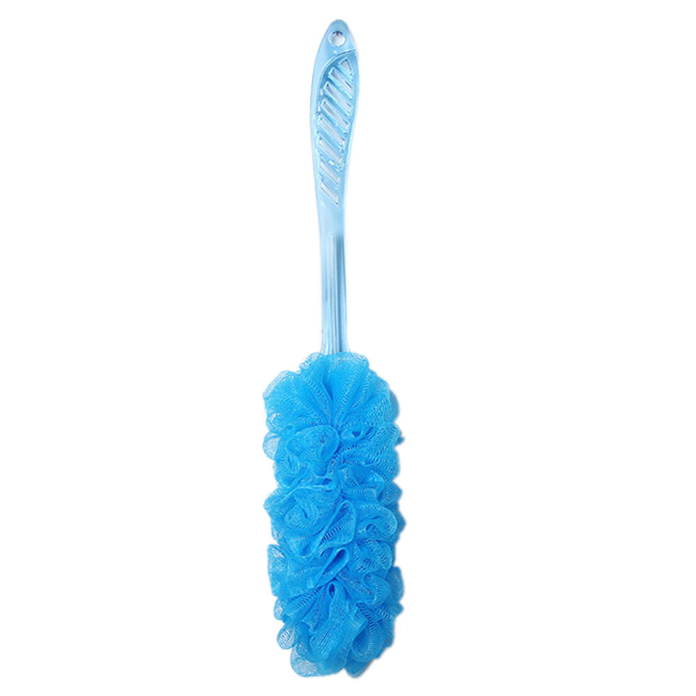 Flower shaped colorful plastic long handle bath brush shower ball