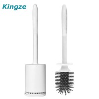 Factory supply Bathroom accessories cleaning household handheld silicone toilet brush and holder